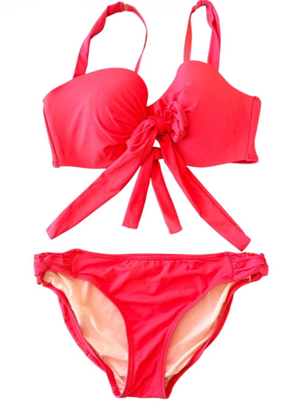 COCO REEF Coral Pink Bikini Set Bra Sized Underwire Top 36DD Bottoms Large
